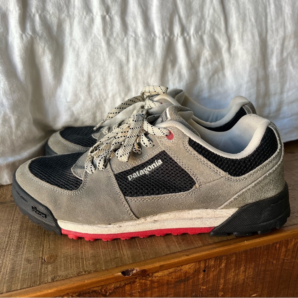 Patagonia Gray and Black Sneakers with Red Accents
